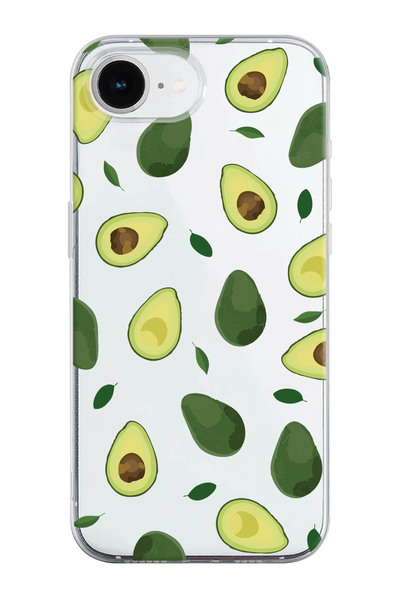 shoptocase غطاء هاتف شفاف من السيليكون بنمط الأفوكادو متوافق مع آيفون 16E