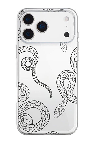 shoptocase حافظة هاتف من السيليكون الشفاف بنمط الثعابين متوافقة مع هاتف iPhon...