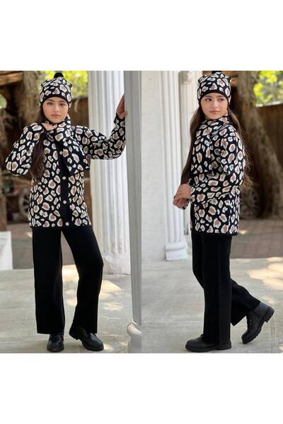 zavera for kids Girl's Leopard Knitwear 4-Piece Set - 100% Cotton