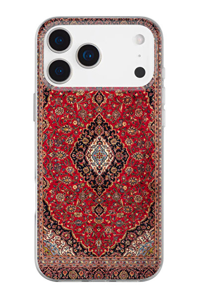 shoptocase iPhone 17 Pro Max Uyumlu Vintage Halı Desenli Şeffaf Silikon Telef...