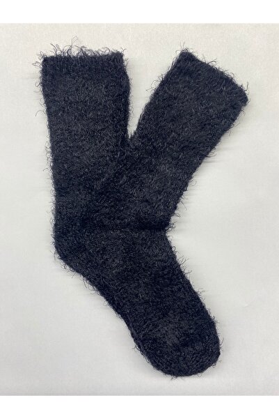 SOCKSPEAK Siyah Yumuşak Tüylü Soket Uyku Çorabı | Extra Yumuşak, Esnek