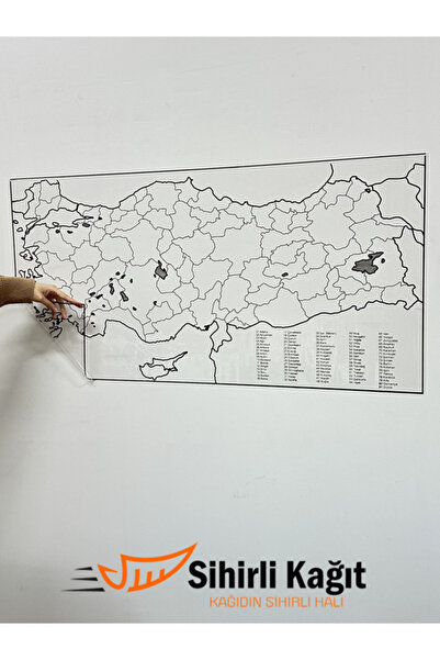 Practino Magic Paper Turkey Map 110X56Cm with Static Cling and Write-On Feature