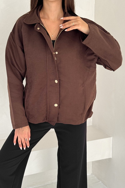 Noa Noa Γυναικείο παλτό με φερμουάρ και χρυσά κουμπιά – Στυλ με διάσταση