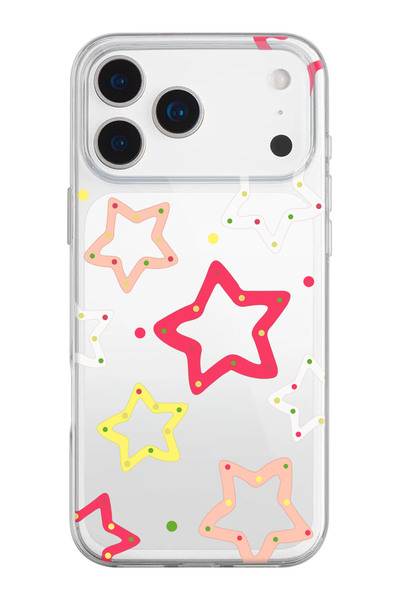 shoptocase حافظة هاتف من السيليكون الشفاف بنمط نجوم ملونة متوافقة مع هاتف iPh...