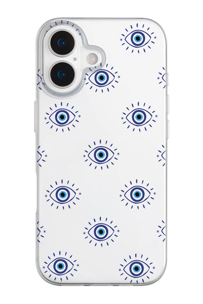 shoptocase iPhone 17 Uyumlu Mavi Gözler Desenli Şeffaf Silikon Telefon Kılıfı