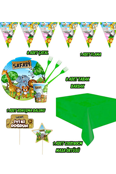 Evabrite Safari Themed Birthday Party Set for 8 People - Safari Concept Party Set