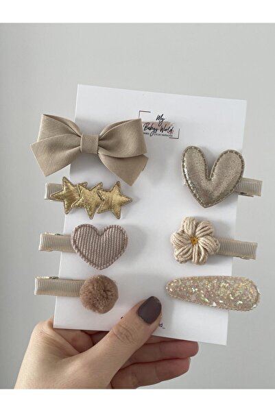 my baby’s world bebek çocuk mağzası 7’li Kahverengi Klips Toka Seti