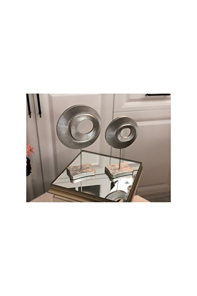 Melidya 2'li Şık Dekoratif Halka Gümüş Renk Dekor Obje