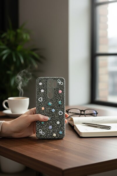 batuteknoloji Xiaomi Redmi Note 8 Pro Fiyonk Kalp Desenli Kırçıllı Taşlı BTU ...