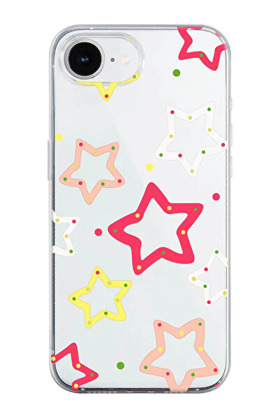 shoptocase For iPhone 16E Compatible Colorful Stars Pattern Transparent Silic...