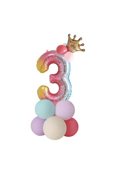 Mirific Party Set of 14 party balloons, metallic foil rainbow, 80 x 40 x 25 x 15 cm, number 3