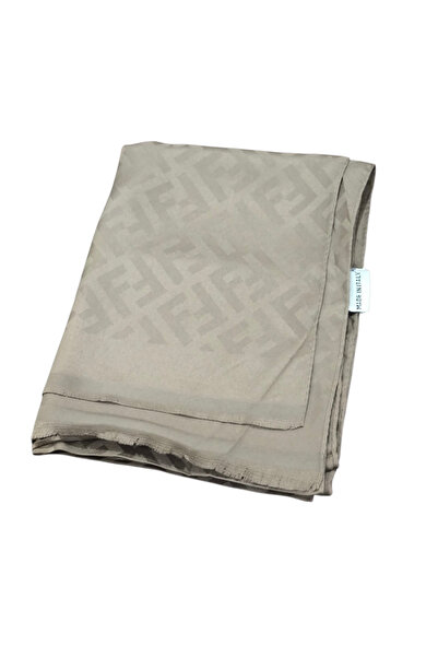 PİRAMİT FENDİ F DESEN MAT İPEK JAKARLI ŞAL AÇIK KAHVERENGİ