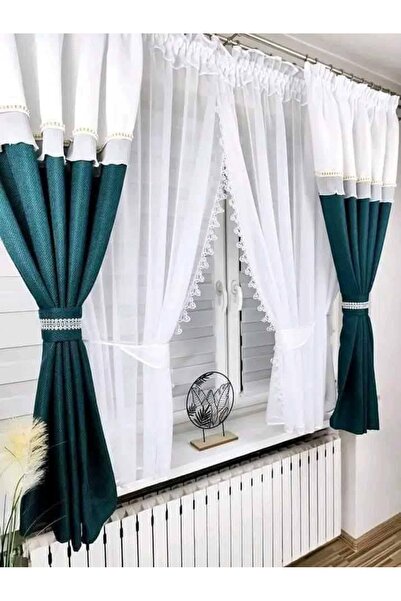 ARYHOME Curtain set with curtain 4m width x 160cm height, ready sewn,