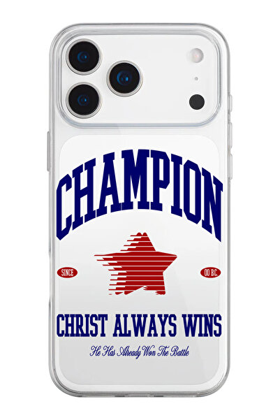 shoptocase iPhone 17 Pro Max Uyumlu Champion Desenli Şeffaf Silikon Telefon K...