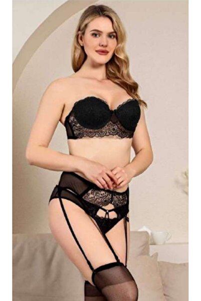 by İGP Supported Push up Strapless Bra Panty and Garter Set