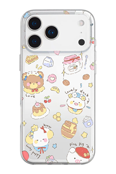 shoptocase iPhone 17 Pro Max Uyumlu Animals Desenli Şeffaf Silikon Telefon Kı...