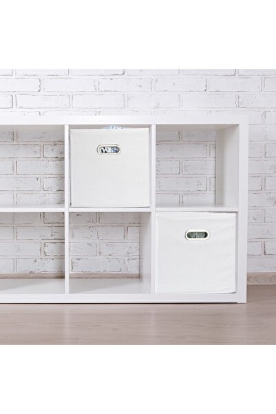 Relaxdays Set of 4 storage boxes, Relaxdays, White, polyester, 26 l, 30 x 30 x 30 cm