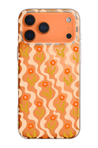 shoptocase iPhone 17 Pro Uyumlu Flowers Desenli Şeffaf Silikon Telefon Kılıfı