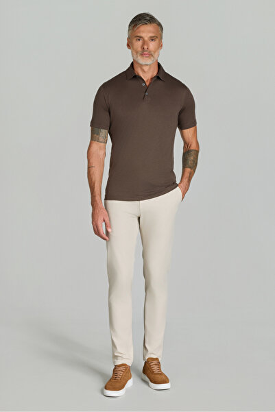 Bisse Polo Yaka Kahve Doğal Pamuk Erkek Tshirt