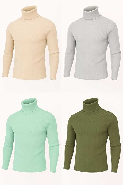 ANATOLIATEKSTILE 🧶 Men's Slim Fit briefcase made of fine knitwear - elegant, warm and comfortable Set of 4 pieces