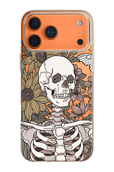 shoptocase حافظة هاتف من السيليكون الشفاف بنمط جمجمة الزهور المتوافقة مع هاتف...