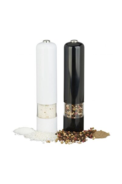 UNİBOX Spice Grinder Set 2 Pieces, Automatic, Stainless Steel Blade, Batteries, LED Lighting, Adjustable Thickness