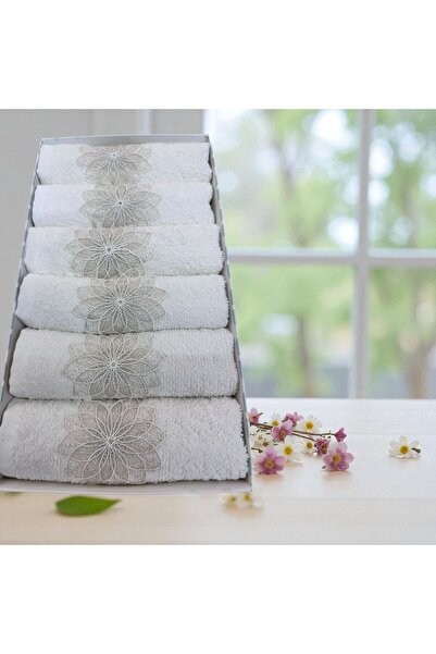 alinastore 6 قطع من مناشف المطبخ المطرزة مع علبة