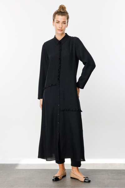 Micca Büzgü Garni Detaylı İpekçe Kumaş Hafif Spor Kap-Siyah