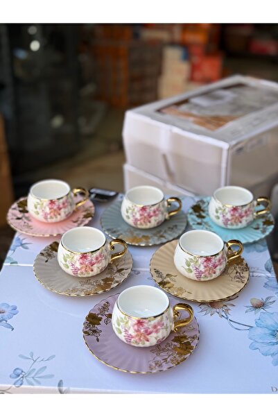 Hediye Köşkü Acar Lüks Porselen Luxury 6 Kişilik Kahve Takımı