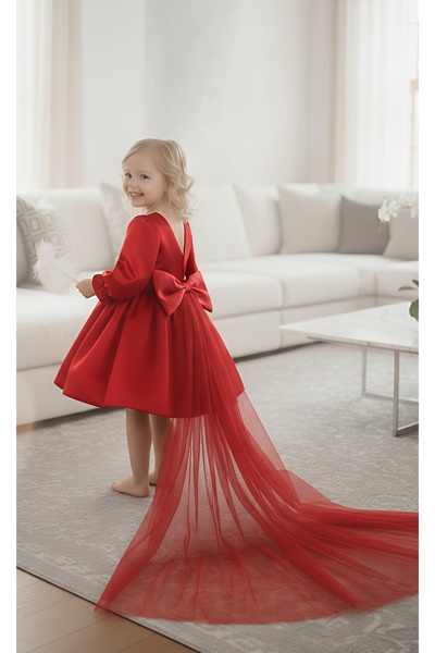 bright moon Girl's Birthday Party Dress with Tail