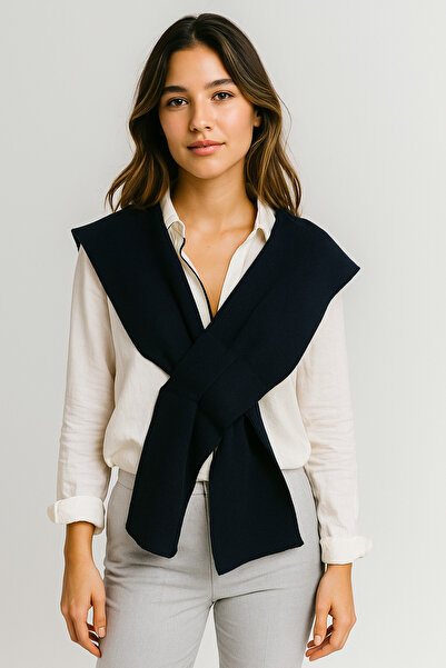 Sebir Moda Single Color Knitwear Acrylic Daily Office Shawl