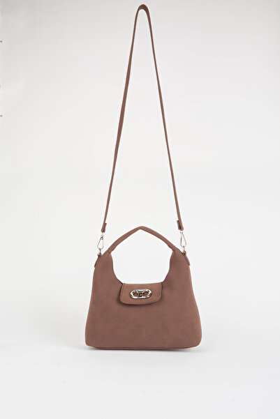 Vivaq Γυναικεία τσάντα χειρός και τσάντα ώμου με κλείδωμα από καφέ σουέντ