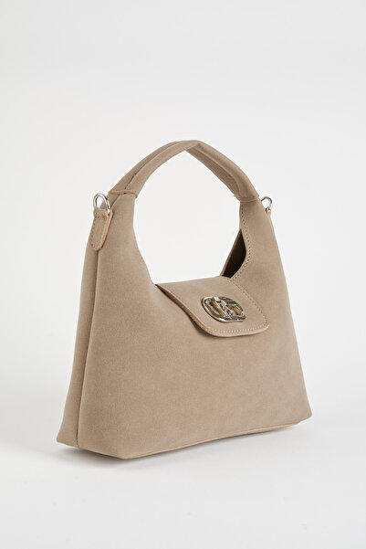 Vivaq Women's Dark Mink Suede Flip Lock Closure Handbag and Shoulder Bag