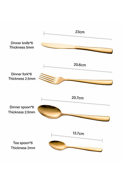 Malooki Golden Cutlery Set – 24 Pieces with Modern Finish