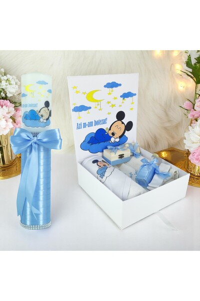 Inovius Set Cutie Trusou cu Lumanare, 9 Piese "Cu drag de la nasi" - Baby Mic...