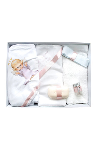 Inovius Trusou Botez 6 piese cu Text Imprimat, Ingeras, Roz Piersica - TB164