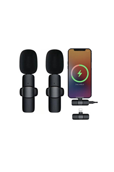 Fuchsia K9 Lightining Compatible-Noise Cancelling and 20-Meter Range 2 Pieces Wireless Digital Lavalier Microphone