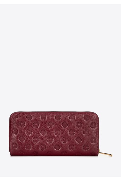 Wittchen Woman Large women's leather wallet with embossing, burgundy, burgundy