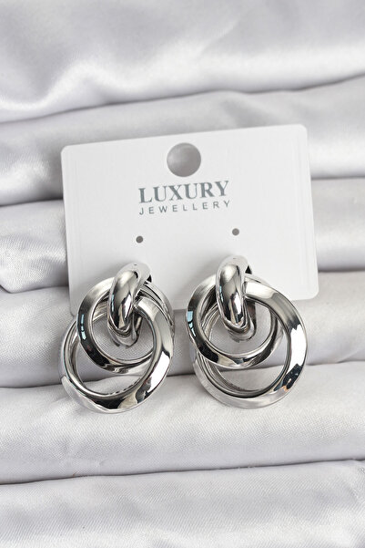 Lisinya Silver Color Hoop Model Brass Women's Earrings - Tygoo