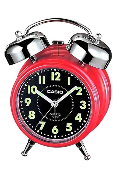 Casio Table Analog Alarm Clock Red/Silver 13.6 x 10.6 x 6cm