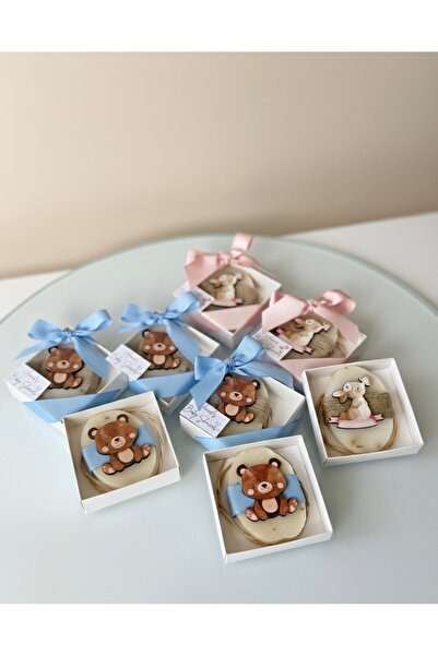 10’lu Kişiye Özel Baby Shower ve Doğum Hediyeliği Seti | Tavşan & Ayıcık Temalı Ahşap Figürlü Sabun