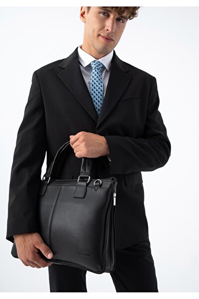 Wittchen Men's 13" Laptop Bag with Adjustable Depth Black Leatherette