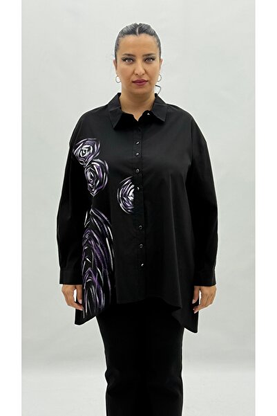 AY-SEL Plus Size Cotton Buttoned Long Sleeve Oversized Women's Shirt