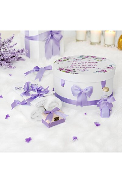 Inovius Trusou Botez cu 8 Piese Imprimat, Poezie, Culoare Violet - TB210