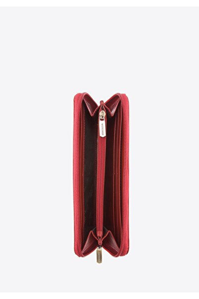 Wittchen Women's stylish leather wallet with a zipper, cherry, cherry, leather