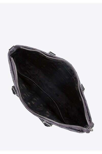 Wittchen Women's 12" Jacquard Laptop Bag with Leather Straps, Gray Polyester