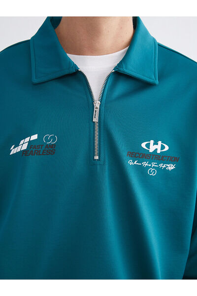 LC Waikiki Ανδρικό χοντρό φούτερ Polo Neck με τύπωμα