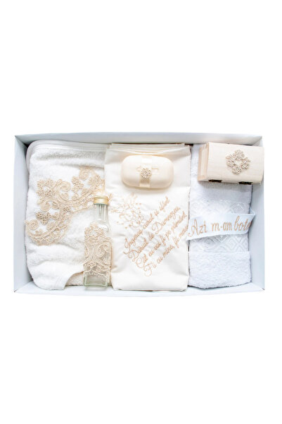 Inovius Trusou Botez, 7 Piese, cu Broderie "Azi m-am crestinat", Crem - TB172