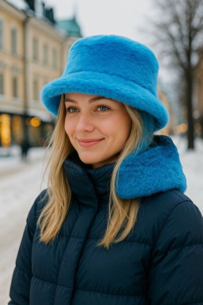 BALIENTE Pălărie pentru femei din pluș cu textura moale turcoaz