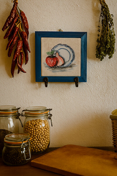 Decozenith Vintage Seramik Duvar Askılığı Anahtarlık – Ahşap Çerçeveli Dekora...